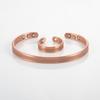 Vinterly Magnetic Pure Copper Jewelry-Set Adjustable Bracelets Ring Magnet Resizable Health Jewelry Sets Open Cuff Soft Matel