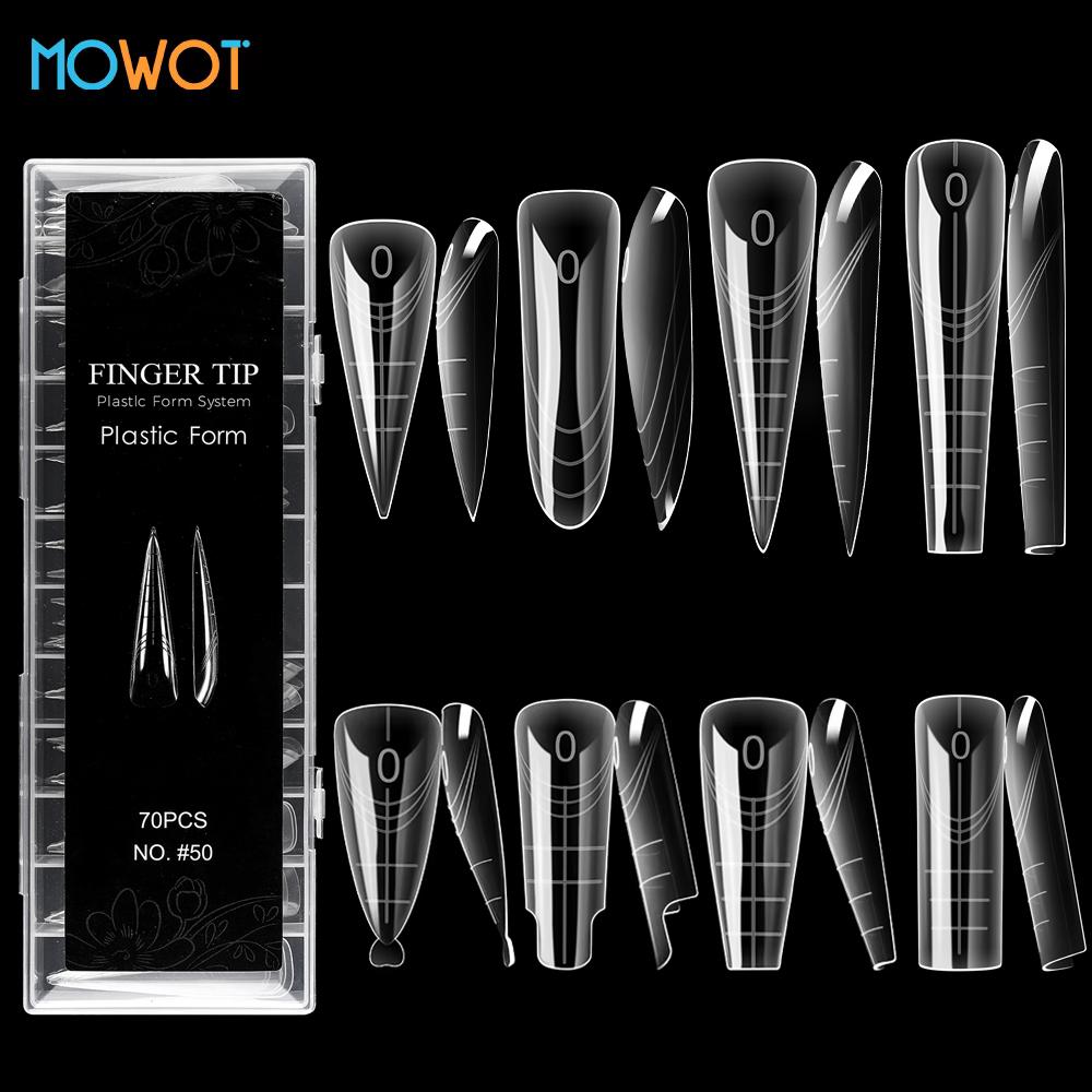 MOWOT 70pcs/140pcs Dual Nails Forms for Poly Nail Gel Full Cover Nail Extension Quick Building Gel Molds Acrylic Nail Top Forms