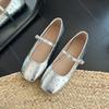 Inner height increase silver single shoes women's 2025 new spring and summer with skirt Mary Jane evening shoes beautiful ballet shoes