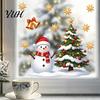 Creative Christmas Glass Clings Window Static Sticker, Snowman Tree Pattern PVC Decal, Waterproof Easy Peel Stickers Reusable Festive Wall for Living