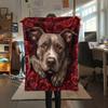 Pitbull a růže, vzor Flanelová deka, Vysoká kvalita, Pohodlná pro všechna roční období, Domácí dekorace, Teplo a pohodlí, Ideální pro dárky.