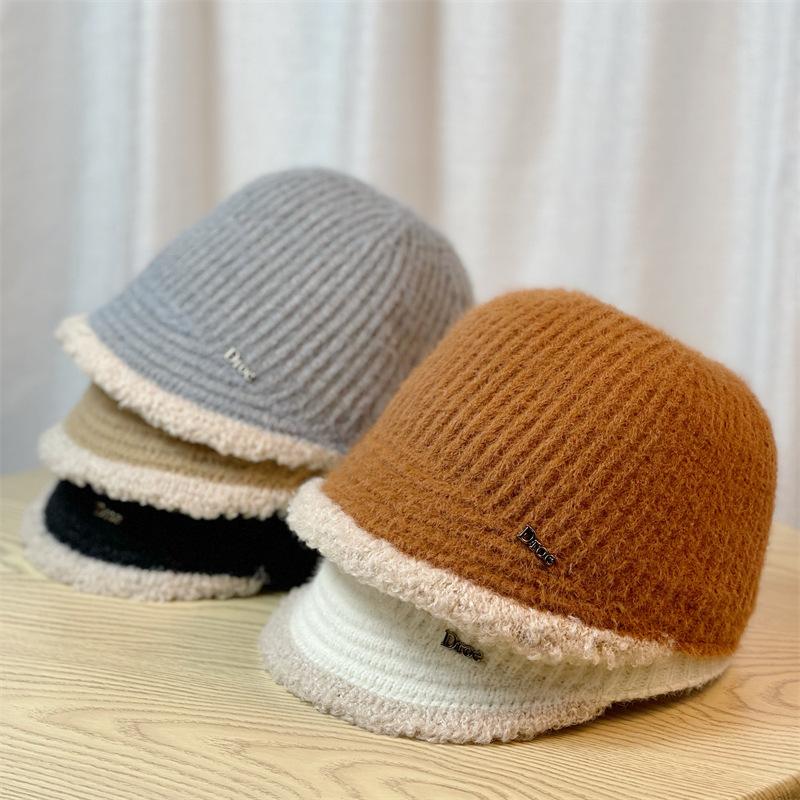New Autumn and Winter Women's Knitted Woolen Hat Solid Color Simple and Stylish Korean Style Warm Outdoor Travel Equestrian Hat
