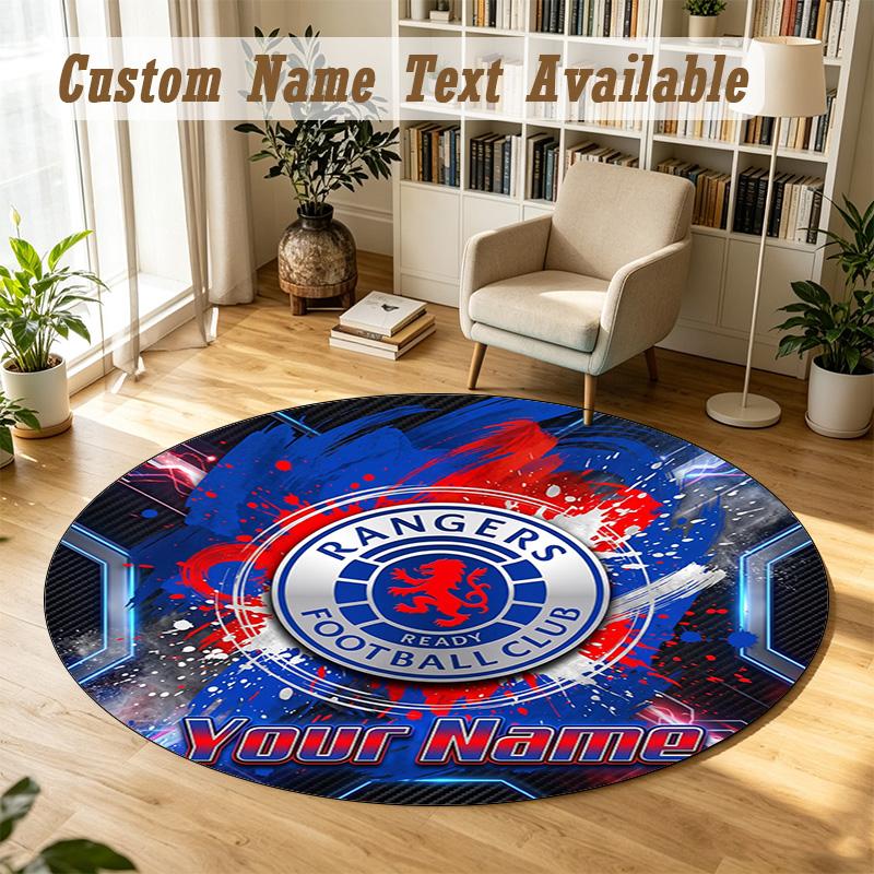 Round Rug Custom NameRangers FC Pattern Non Slip Carpet Home Floor Decor