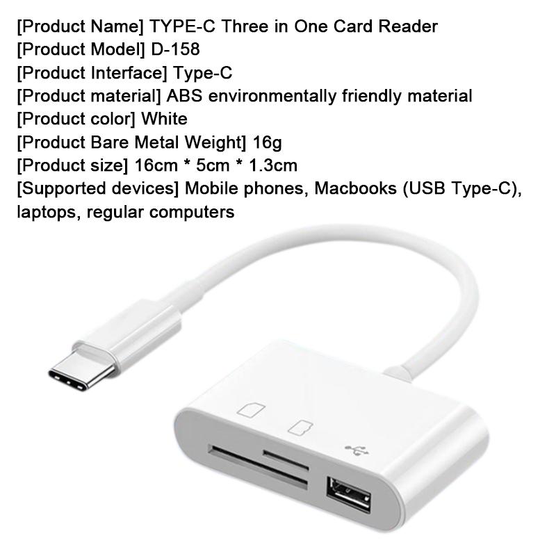 Type-C Micro Adapter Tf Cf Sd Memory Card Reader Writer Compact Flash Usb-C For Xiaomi Huawei Macbook Windows Usb Type C Adapter