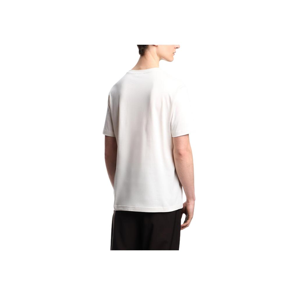 Emporio Armani Cotton Fitted Short Sleeve Round Neck Plant Print T-Shirt Men tops Starlight-White EM003829-AF19418-U0005