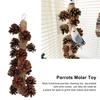 Birds Bite Toy Wooden Pine Cone Hanging Parrots Beak Grinding Toy with Metal Hook for Cage