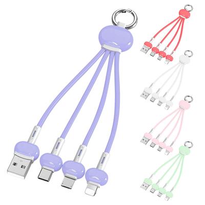 Keychain Silicone Keychain  Charge Data Cable,Line Suitable For Type C One Drag Three Fast Charge Data Cable