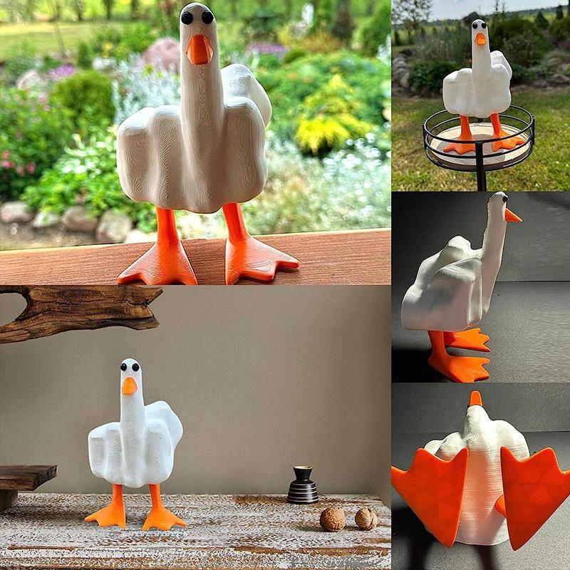 Duck Middle Finger Ornaments Home Courtyard Design Outdoor Resin Handicrafts Parody