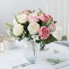 5-Head Artificial Peony Flower DIY Table Decoration Simulation Flowers Bouquet Arrangement Fake Peony Silk Flower