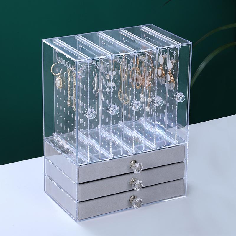 Samt 3-Schicht Acryl Schmuck Organizer Box