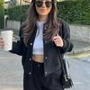 Women Jacket Cropped Bomber Jackets for Women Beige Black Tweed Jacket Woman Fashion Long Sleeve In Short Coats
