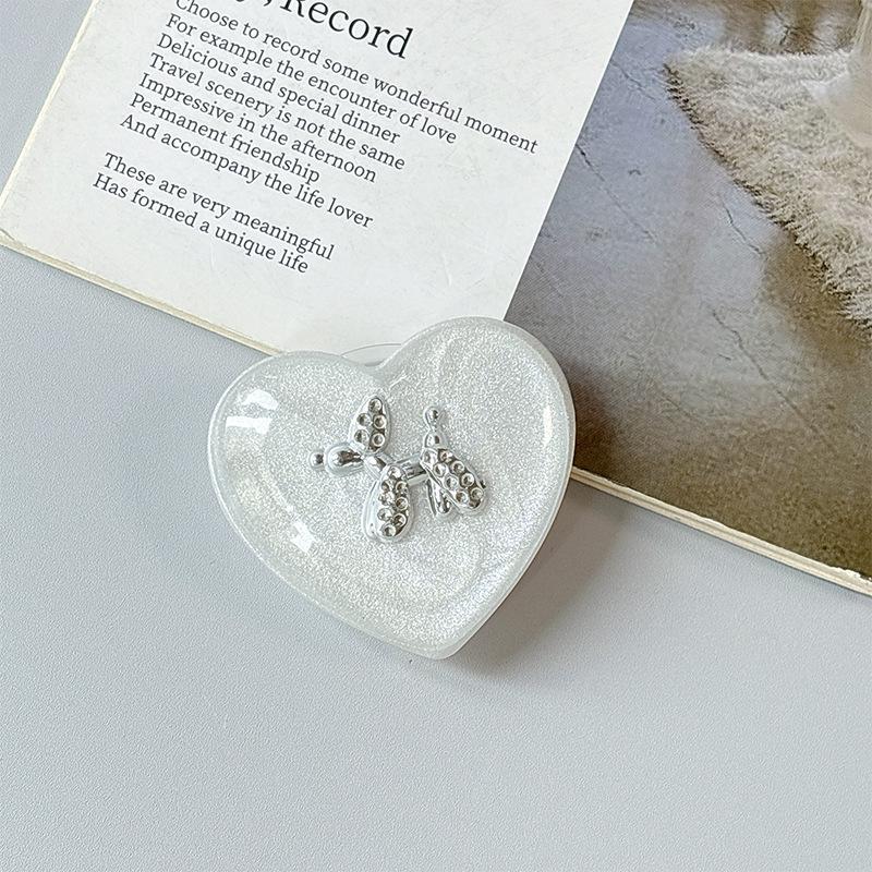 Korean Style Heart Glitter Rhinestone Puppy Phone Holder & Magnetic Finger Ring