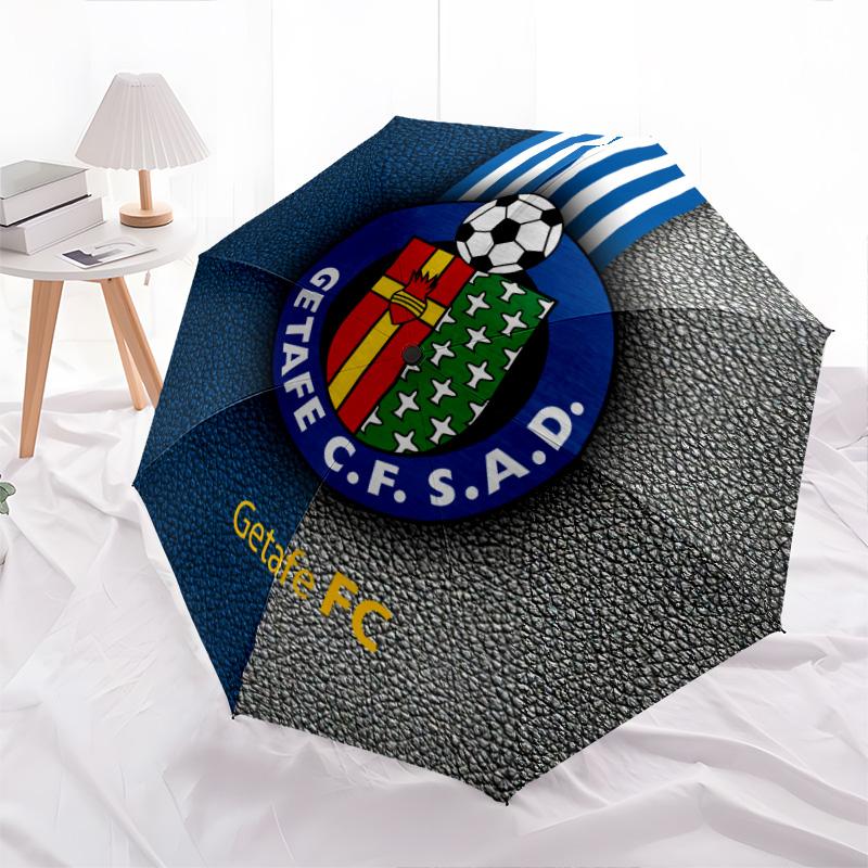 Getafe CF pattern, automatic folding umbrella, portable and foldable design, 8 ribs, a Christmas or birthday gift.