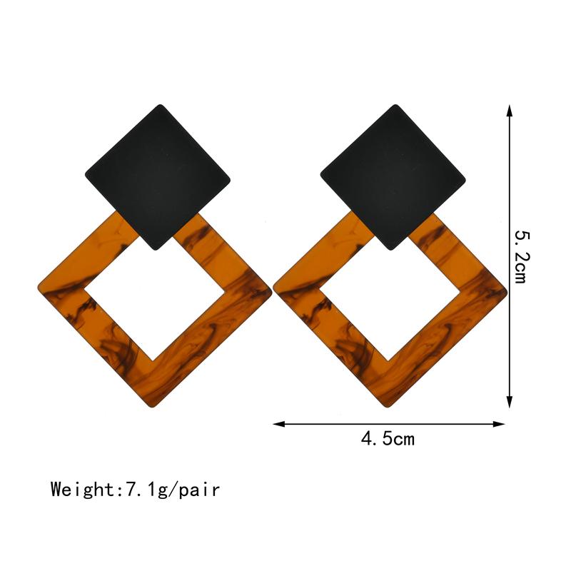 European and American style popular new fashion geometric hollow acrylic earrings temperament exaggerated hipster earrings