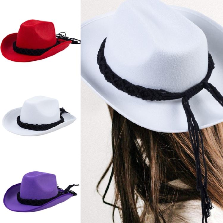 Ethnic Style Cowgirl Hat Rolled Brims Hat Cowboy Hats for Stage Performances