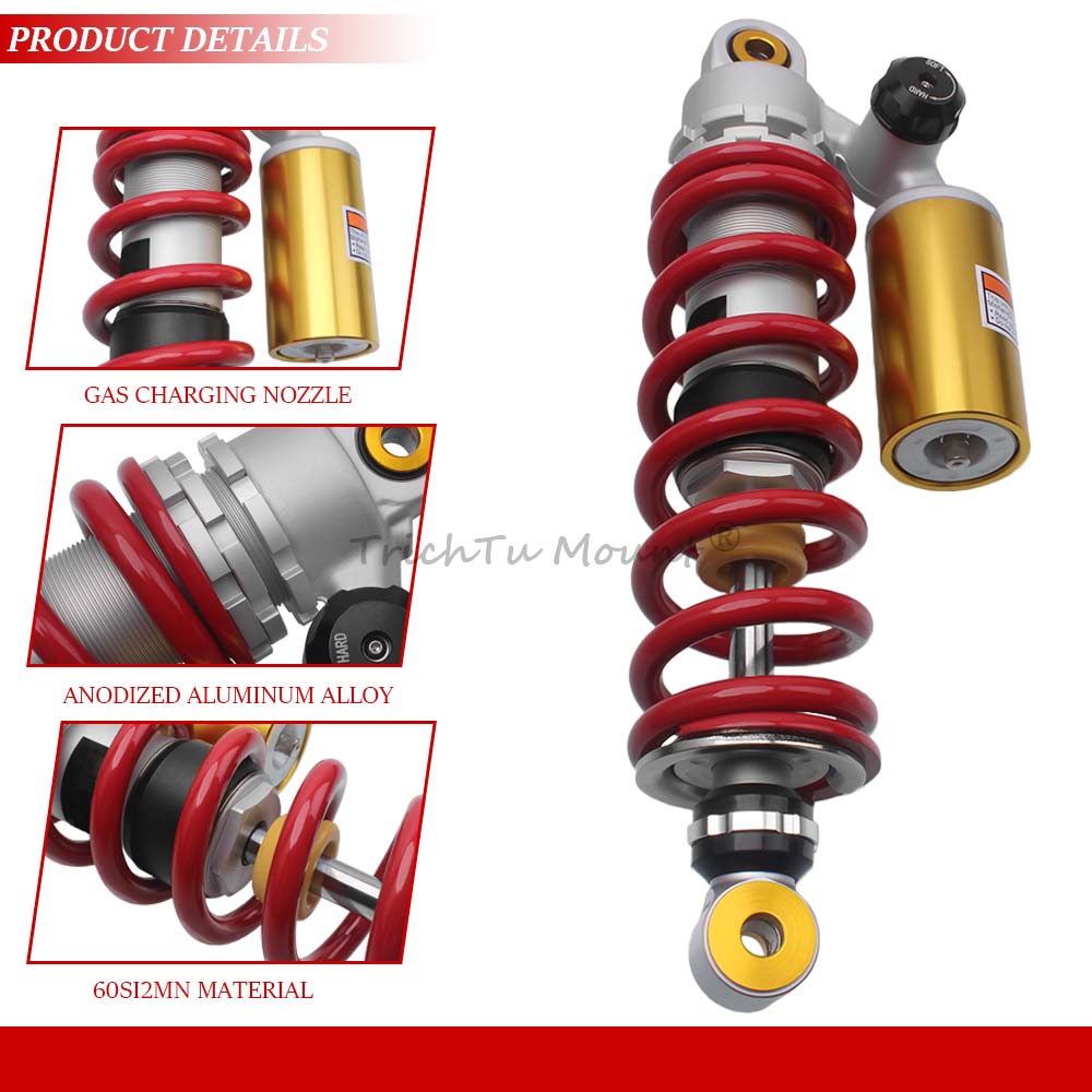 Black White Red 345mm Rear Air Shock Absorber Solid Steel+Aluminium Alloy For Yamaha Banshee 350 YFZ350SE Special Edition 2005