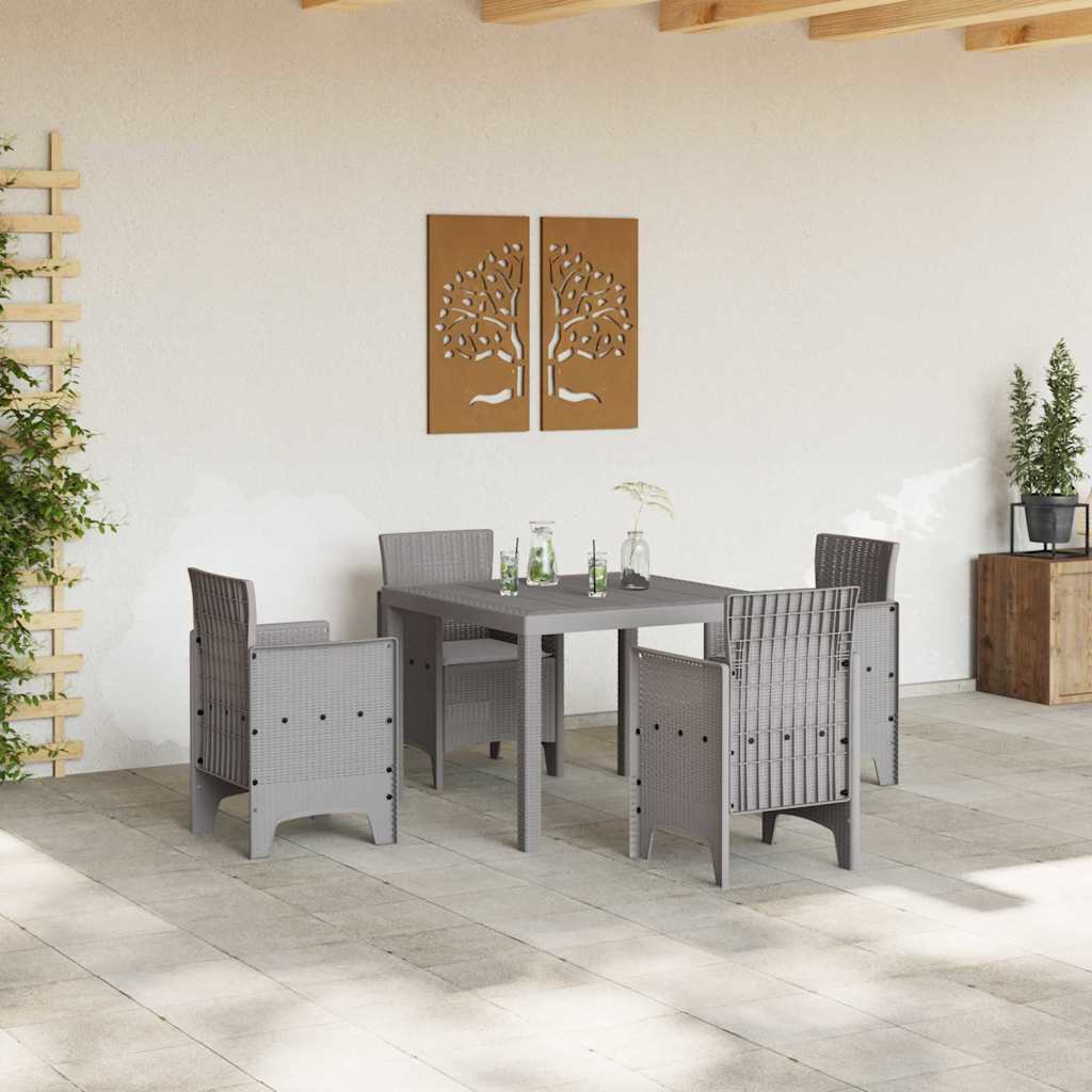 Garden Dining Set 5 Pcs Light Gray Polypropylene