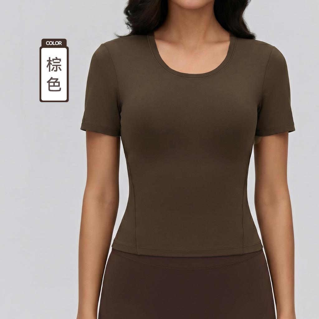New yoga short-sleeved women's elastic and comfortable casual sports t-shirt skin-friendly breathable Pilates training fitness top