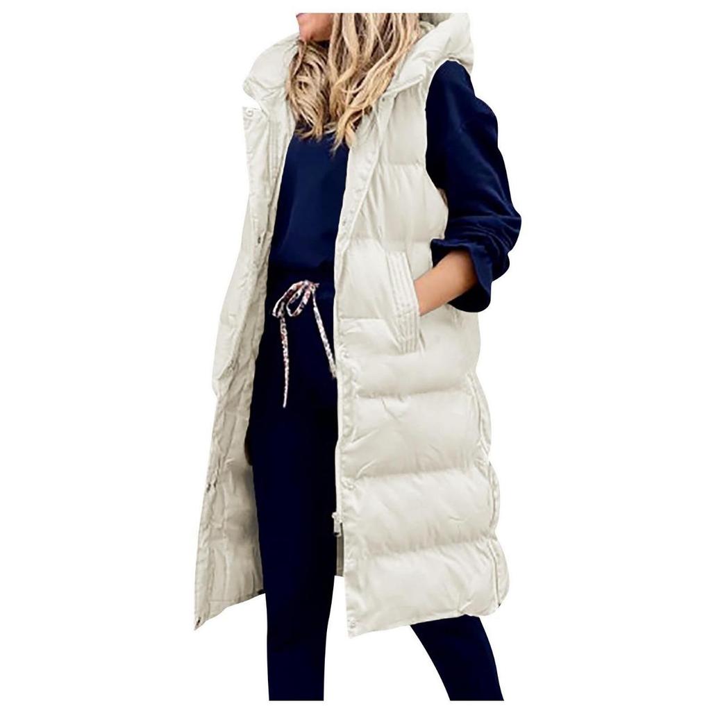 Damen Herbst und Winter Temperament ärmellose Strickjacke mittellange Baumwollweste Weste Mantel