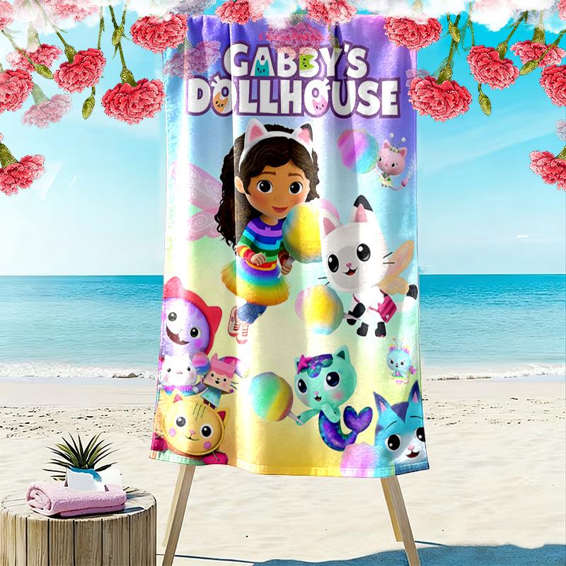 Asciugamano da Spiaggia con Stampa Gabby Dollhouse, Asciugamano Grande Morbido ad Asciugatura Rapida per Spiaggia Campeggio Nuoto