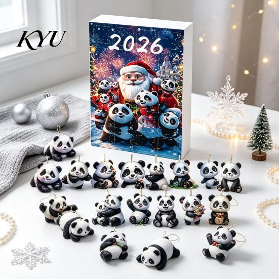Collectible Panda Box Set Advent Calendars 2026, 2D Acrylic Cute Hanging Ornaments for Decorations Car Xmas Tree, 24 Days Christmas Countdown