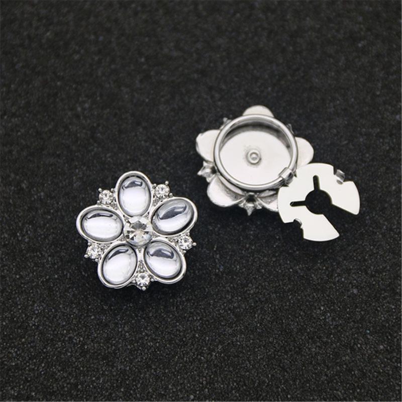 Rhinestones Flower Button Cover For Shirt Elegant Cuff Button Detachable Sleeve Button Accessories for Formal Outfit