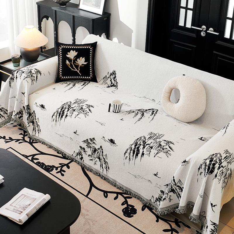 Chenille Sofa Towel Four Seasons All-Inclusive Sofa Cover Dust Cover Living Room Straight Row Sofa One Piece Cover Cloth