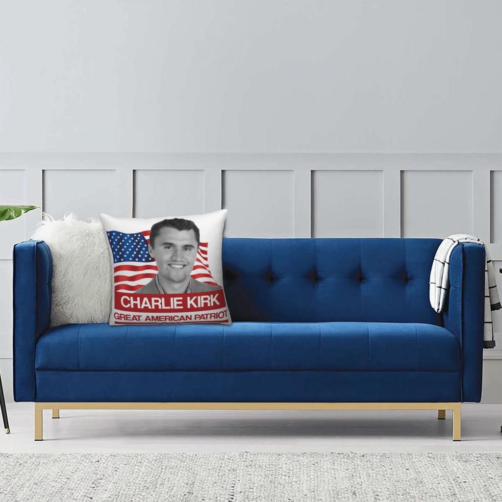 Charlie Kirk Kissenbezug Bedruckter Polyester-Kissenbezug Dekor Kissenbezug für Sofakissen Zuhause Mit Reißverschluss 45*45cm