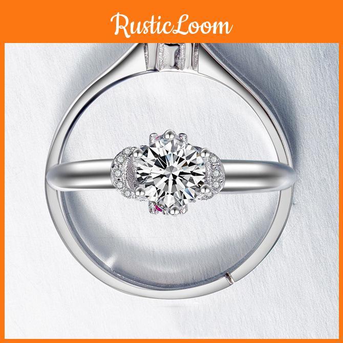 Fashionable Geometric Design Adjustable Couple Rings With Platinum Finish