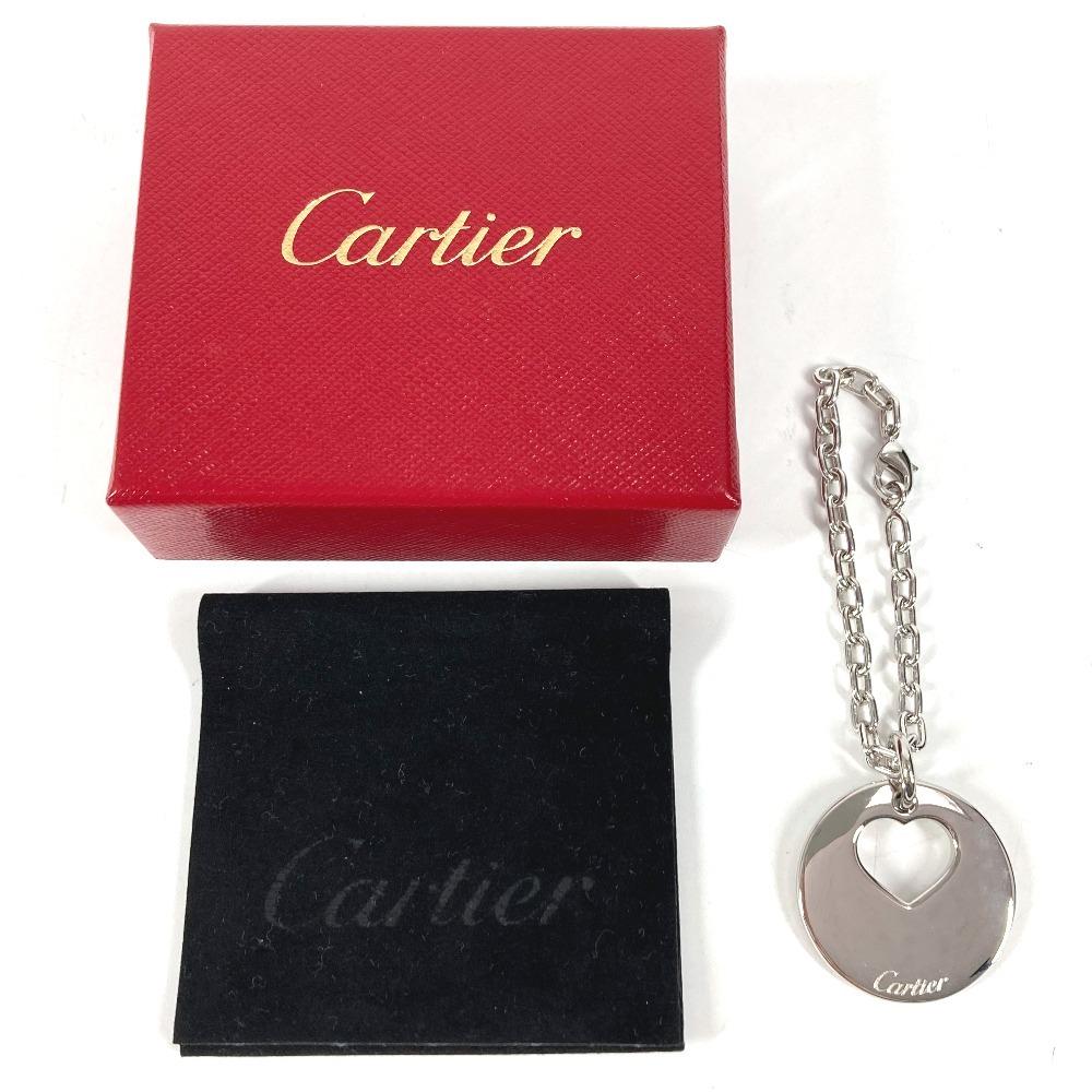 Cartier Heart Logo Bag Charm Key Chain Key Holder Metal Silver