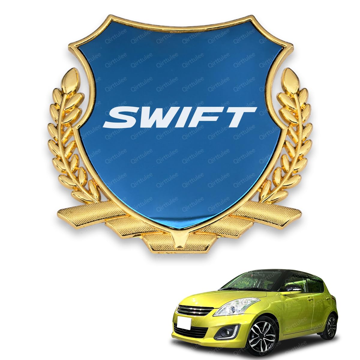 

Swift Car Metal Compatible with Swift Car Sticker Car Logo Decorative Sticker Mirror Emblem, Emblem, ZC33S/13S/53S/C83S, Decal, (Blue Finish, Swift)
