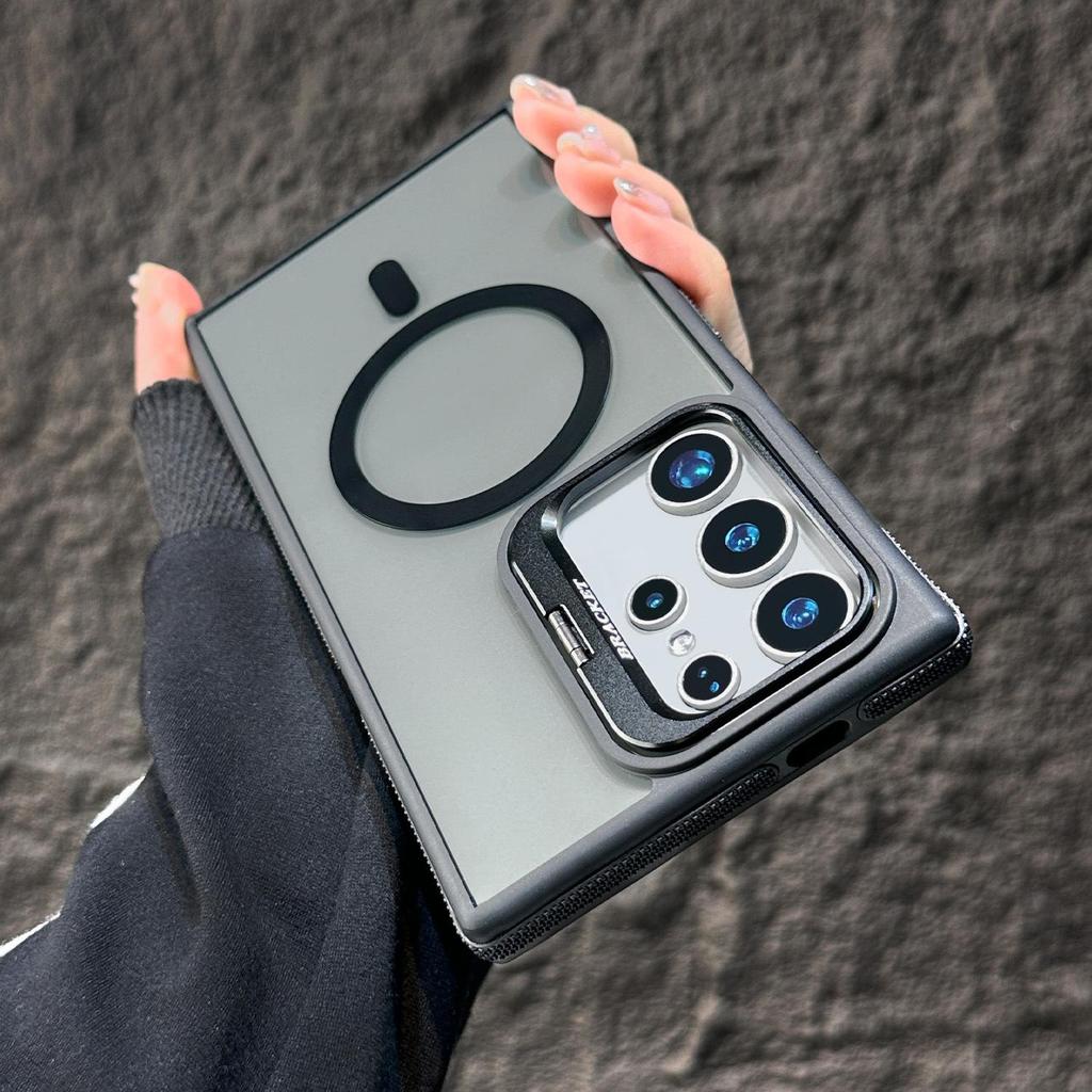 Magnetický kryt Samsung S26Ultra: Kreativní stojánek na objektiv, dvoubarevná ochrana proti pádu pro S24/S25+, pro přeshraniční použití