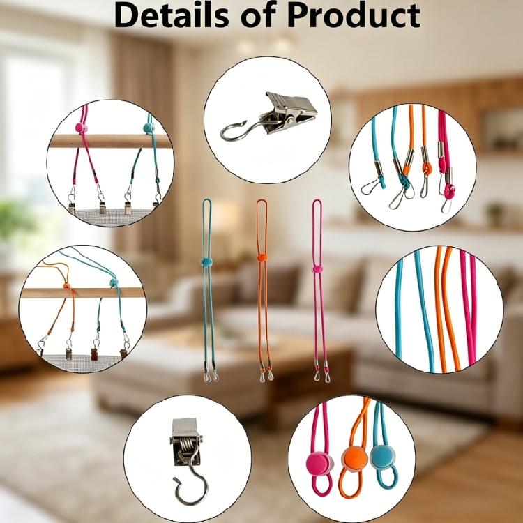 12Pcs Metal Needlework Fabric Holder Clips with Elastic Cord Embroidery Fabric Hugger Clips Tool for Stitching Frame