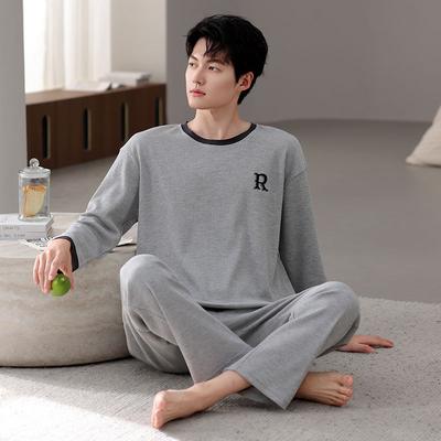 Pajamas Men'S Spring And Autumn Waffle Cotton Long Sleeve Suit Men Can Wear Cotton Loungewear
