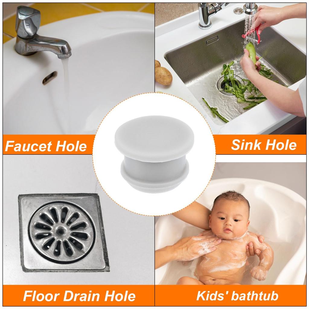 uxcell 10 PCS Silicone Snap Locking Hole Plug Kitchen Rubber Panel Seal Cover Flush