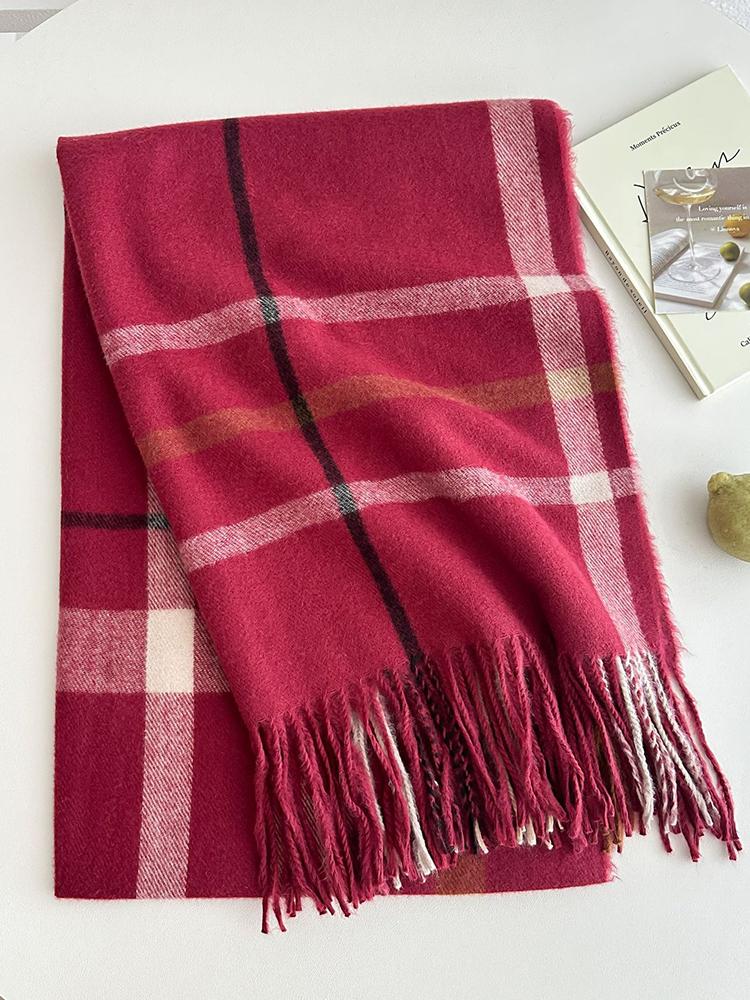 Women Winter Knitted Scarf Headscarf Lady Men Casual Double Sided Plaid Tassel Scarve Male Foulard Wrap Shawl New Unisex Korean