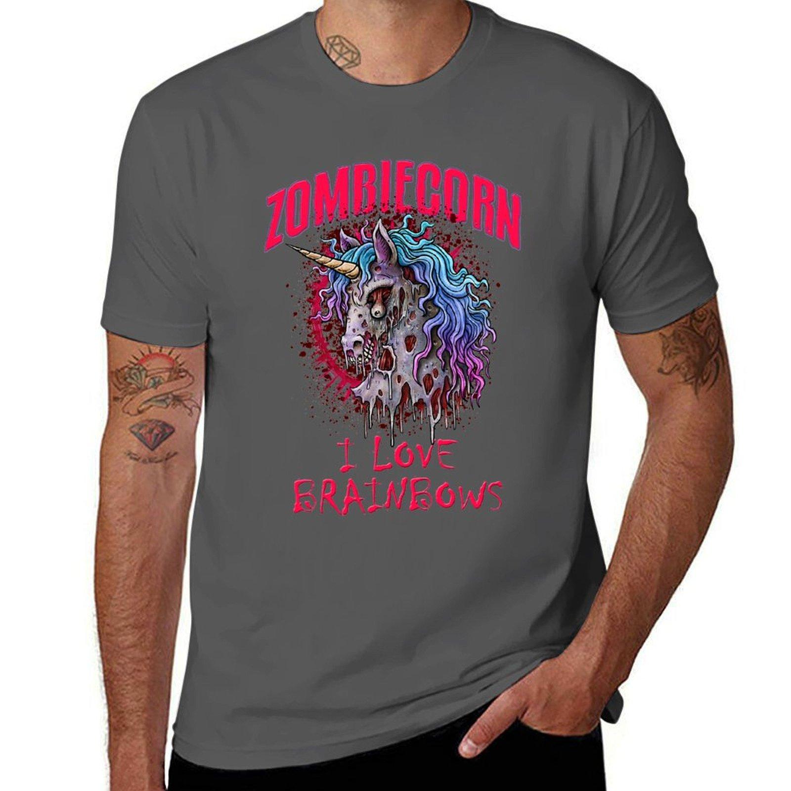 

Zombie Unicorn I Love Brainbows Funny Gothic Goth T-Shirt t shirts for man pack white man t shirts graphic T-Shirt 4XL