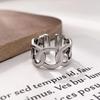 Thaise Zilveren Holle Cirkel Lijn Verstelbare Dames Retro Ring