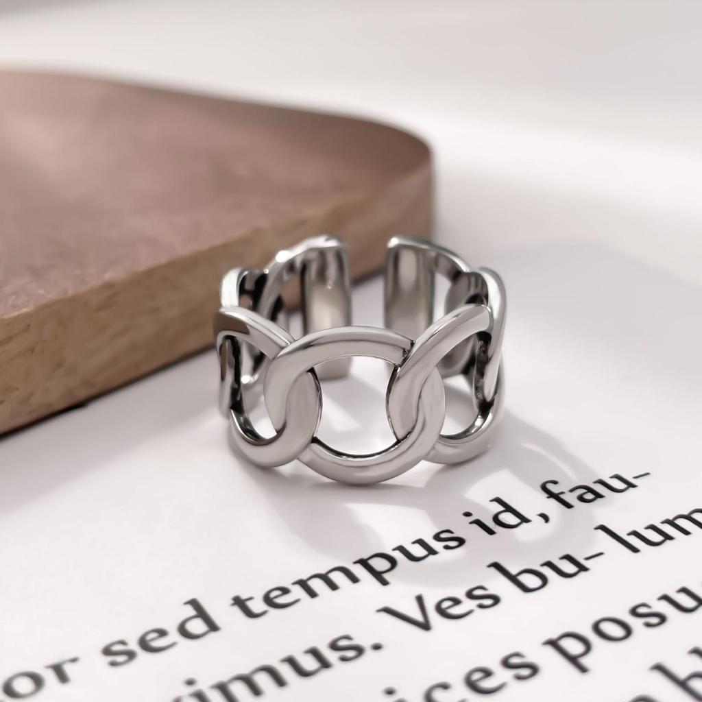 Thaise Zilveren Holle Cirkel Lijn Verstelbare Dames Retro Ring