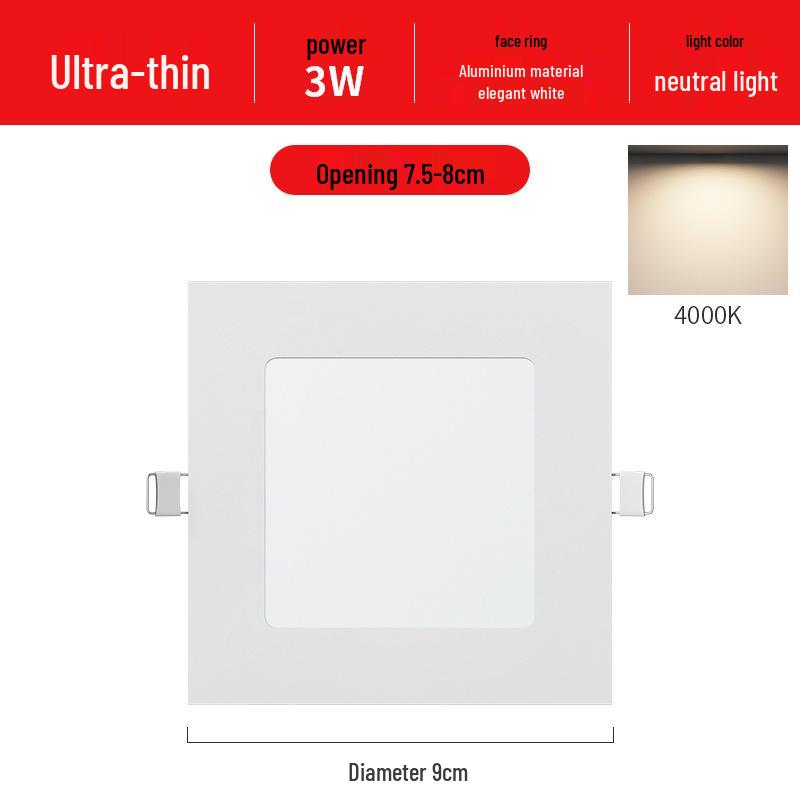 Square Recessed Ceiling Downlight Panel for Living Rooms