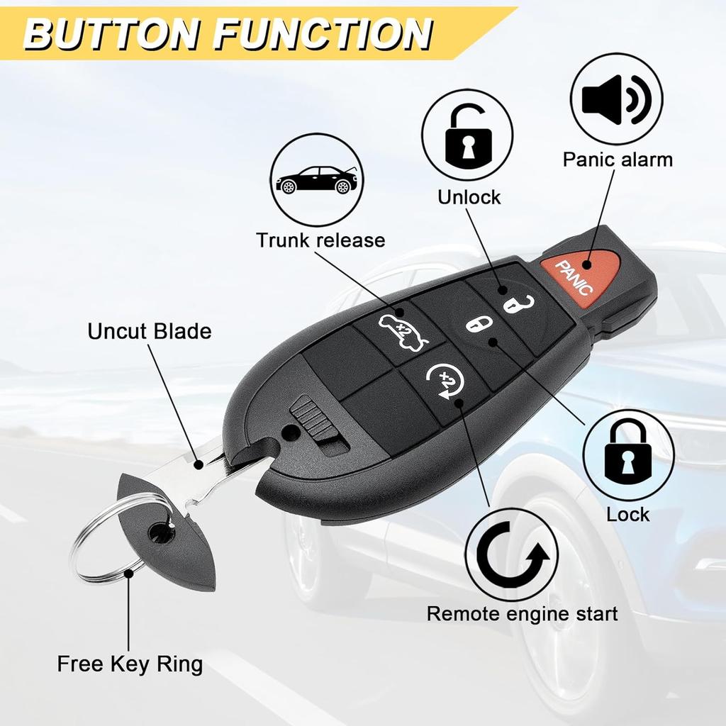 Key Fob Replacement For 2008-2014 Dodge Challenger/ 08-13 Charger & Grand Cherokee/ 09-13 Durango/ 08-10 Chrysler 300 Car Keyless Entry Remote