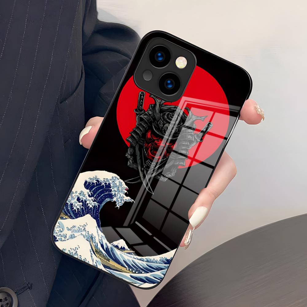 Samurai Mask Phone Case For IPhone 17 Pro Max 15 Pro 16 14 Plus 12 13 Mini 11 Pro Shockproof Glass Cover
