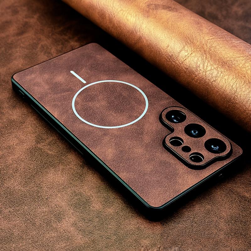 Leather Magnetic Phone Case for Samsung Galaxy S26 Ultra S25 S24 Plus S23 S22 S21 FE for Magsafe Lens Protection Cover