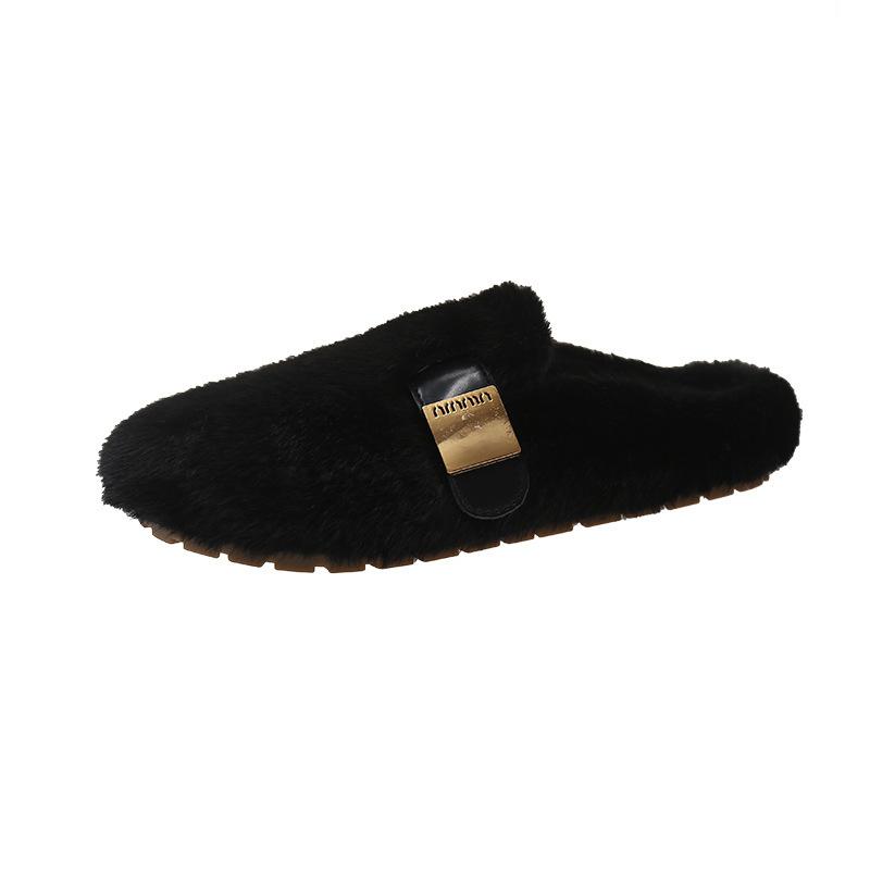 

Home white Birkenstock Mary Jane fluffy shoes for women, velvet to keep warm, autumn and winter 2025 new Doudou cotton shoes 40 чорний