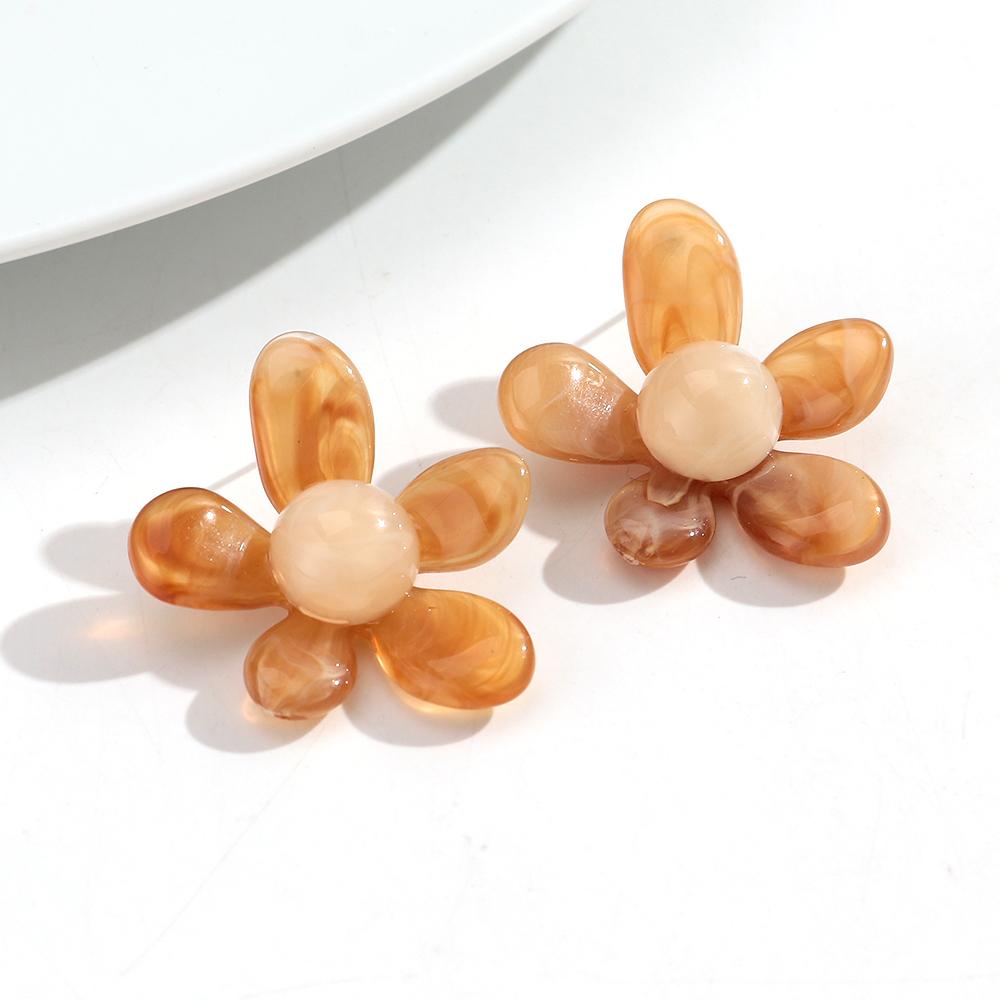 New Colorful Acrylic Flower Stud Earrings for Women Summer Fashion Five Petal Floral Resin Earring Statement Jewelry Daily Gifts