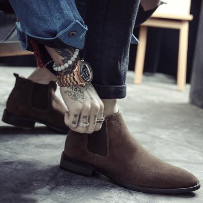 Chelsea Boots Herrenschuhe Wildleder Leder Herren Knöchelstiefel Britischer Stil Herbststiefel für Herren Spitz zulaufende Schuhe Zapatos Hombre