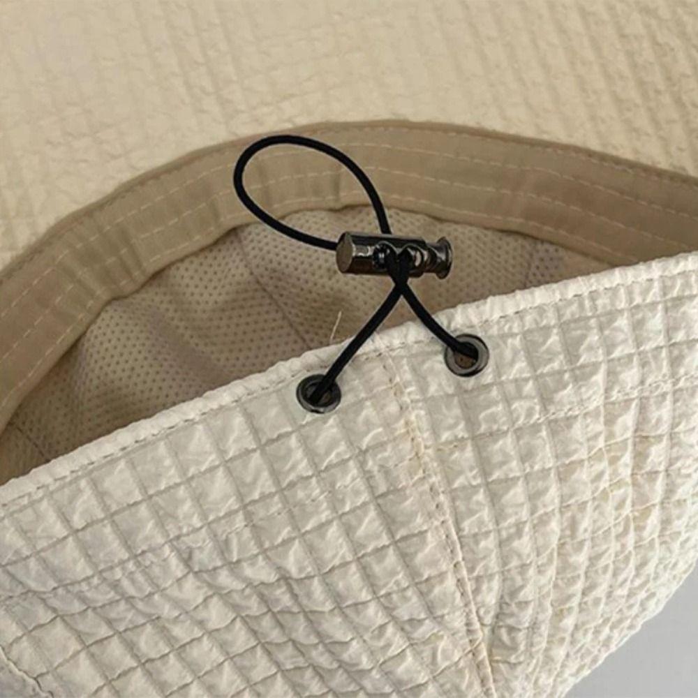 Anti-UV Waffle Beach Cap Solid Color Wide Brim Sun Hat Breathable Waffle Bucket Hat Outdoor