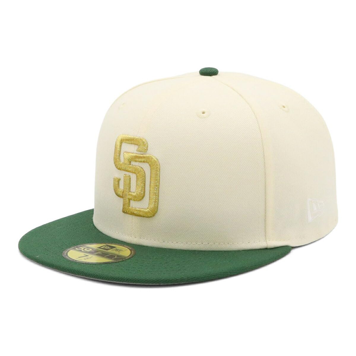 

New Era 59FIFTY MLB ONSPOTZ Exclusive SD 7 Cap with 59Fifty Metallic San Diego Padres Chrome/Green 1/2 Logo,