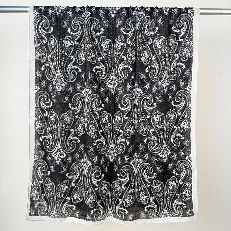 Elegant Women Retro Silk Scarf Floral Print Wrap Shawl Lady Bandanas Hijab Boho Long Scarve Pareo Headscarf Fashion Korean New