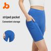 Juyi Hall High-Waist Striped Yoga Shorts with Tummy Control and Hip Lift for Women